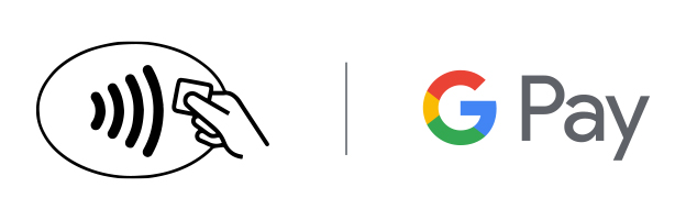Logo van contactloos betelen en logo van Google Pay