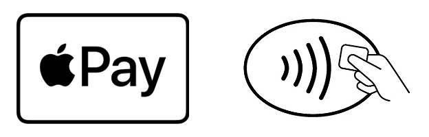 De logo's van Apple Pay en contactloos betalen