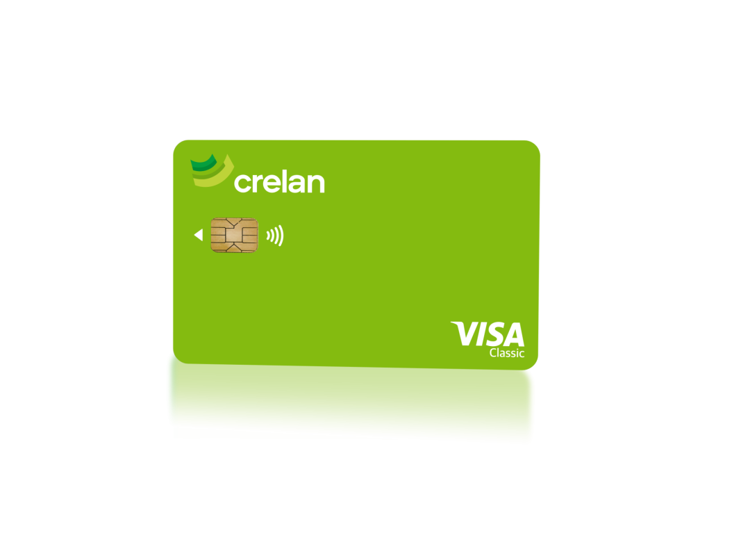 Voorkant van de groene Crelan-visakaart