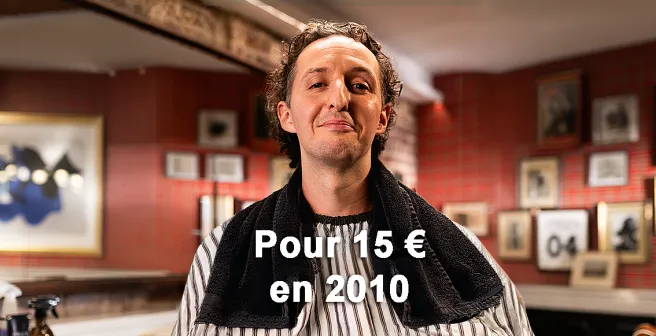 Visuel de campagne montrant un homme complètement rasé de près chez le barbier