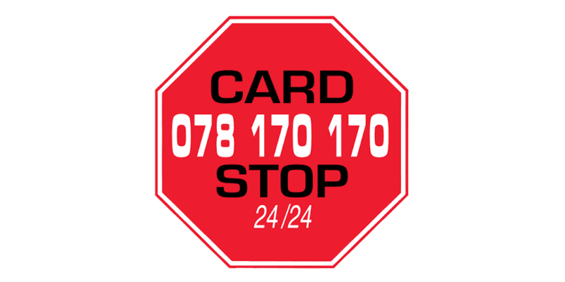 Logo du Card Stop avec numéro d'urgence