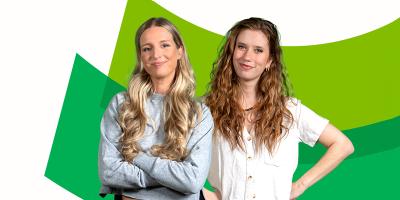 Foto van Maureen en Chloe voor het Crelan-logo