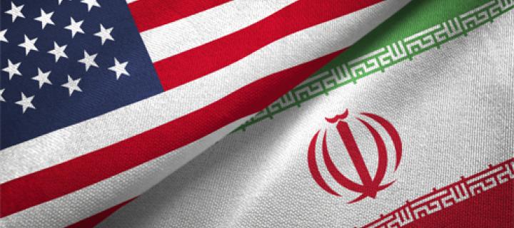 Combinatie van de Amerikaanse en Iraanse vlag